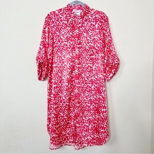 Finley Red Raindrop Print Button Down Shirt Dress